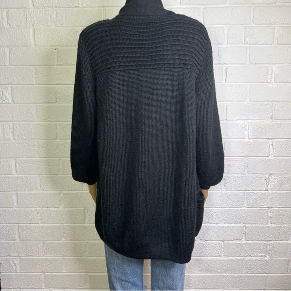 BABY ALPACA BLACK - WOMENS XL-2XL LONG SLEEVE OPEN FRONT POCKETS CARDIGAN - Picture 6 of 13